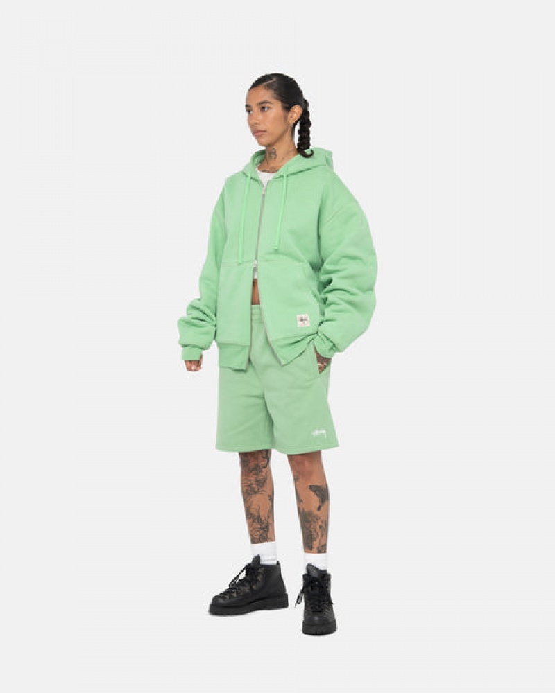 Green Stussy Stock Logo Sweatshort Men Sweatshorts | EMS-5187