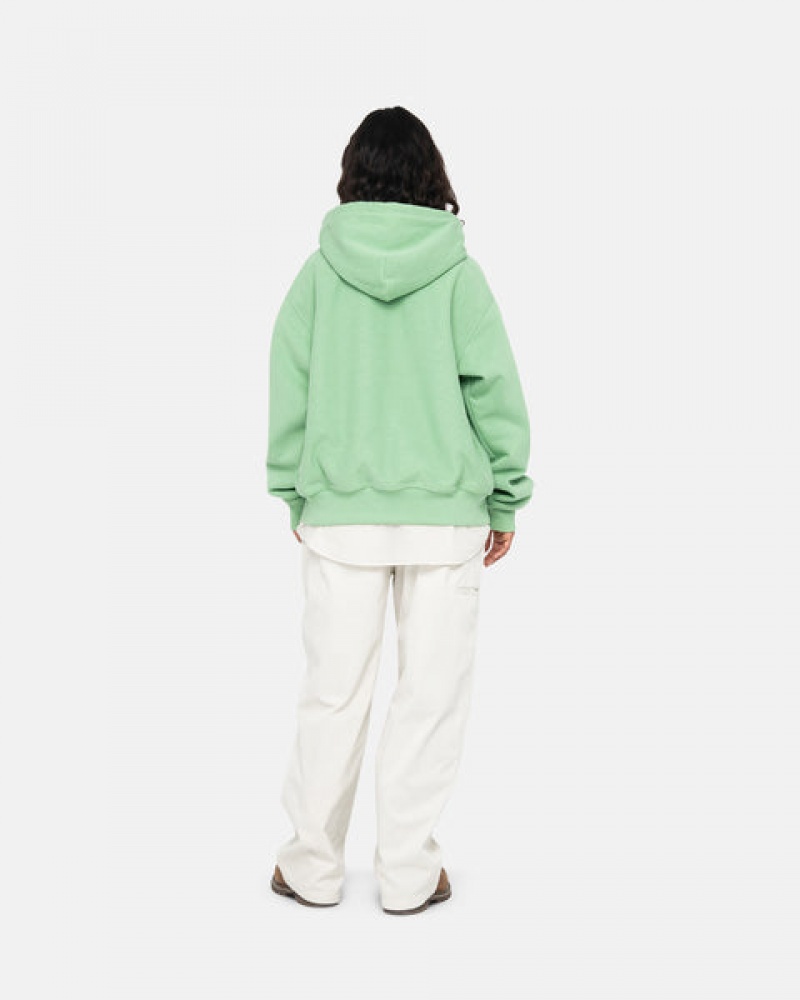 Green Stussy Stock Logo Zip Hood Women Sweatshirts | SGJ-2278