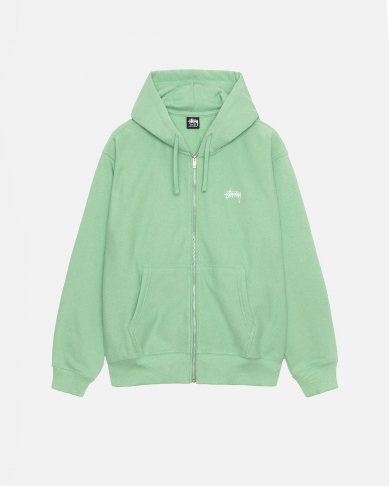 Green Stussy Stock Logo Zip Hood Women Sweatshirts | SGJ-2278