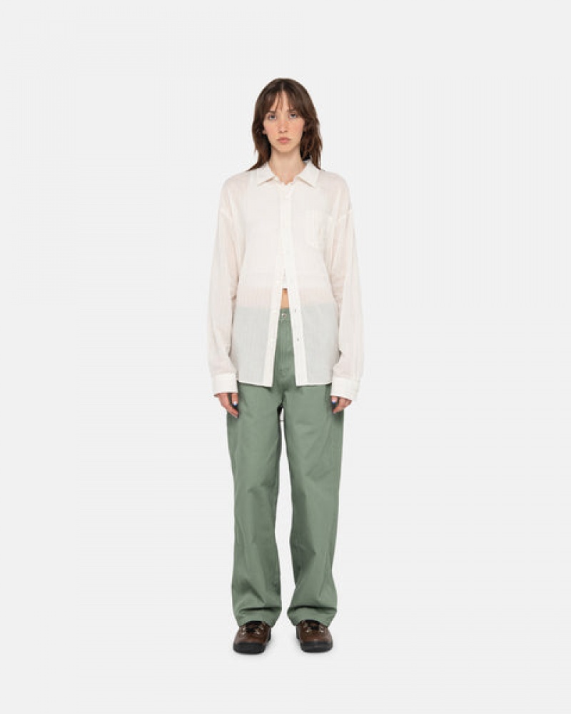 Green Stussy Workgear Trouser Twill Men Pants | OTW-7059