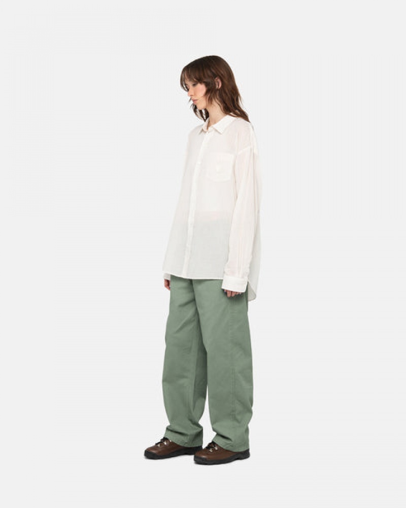 Green Stussy Workgear Trouser Twill Men Pants | OTW-7059