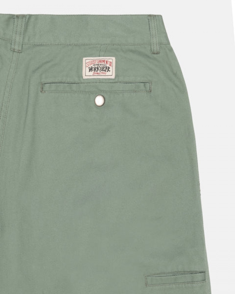 Green Stussy Workgear Trouser Twill Men Pants | OTW-7059