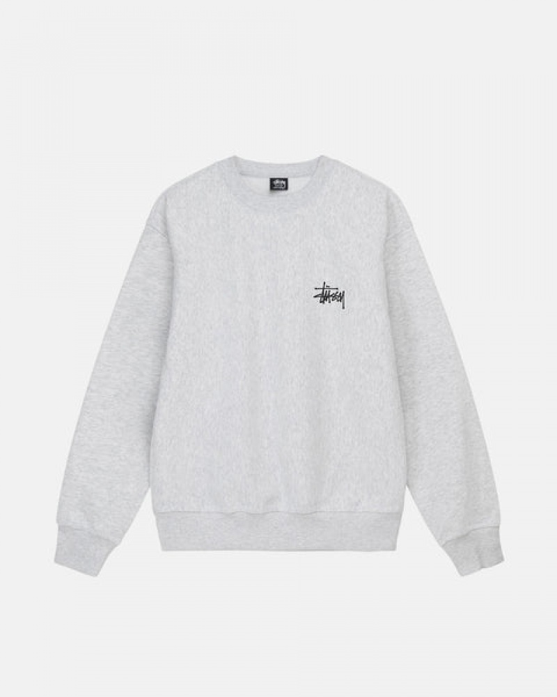 Grey Stussy Basic Stussy Crew Women Sweatshirts | YMU-1074