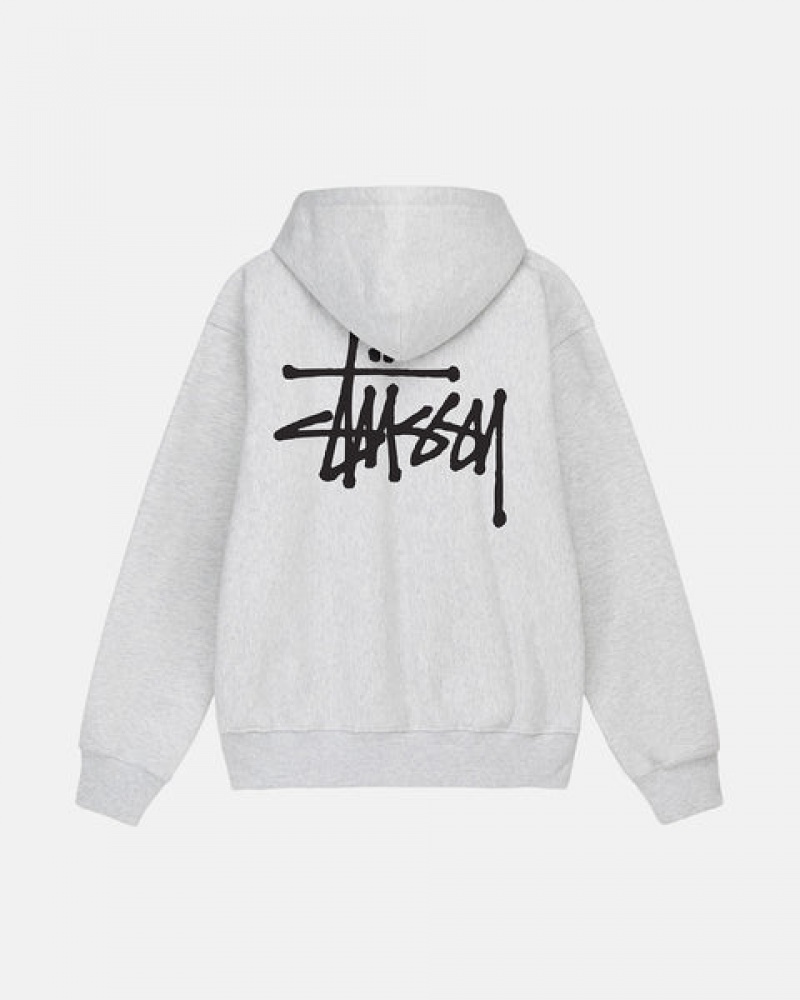 Grey Stussy Basic Stussy Zip Hoodie Men Hoodie | JCK-1391