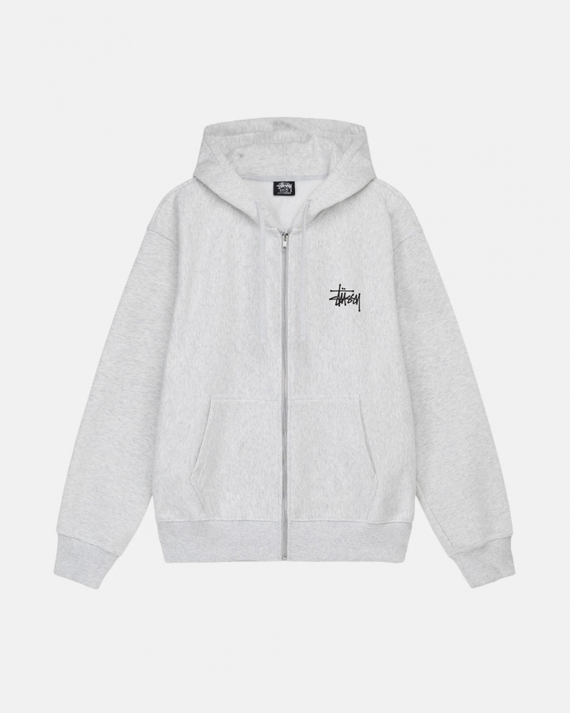 Grey Stussy Basic Stussy Zip Hoodie Women Hoodie | WES-1225