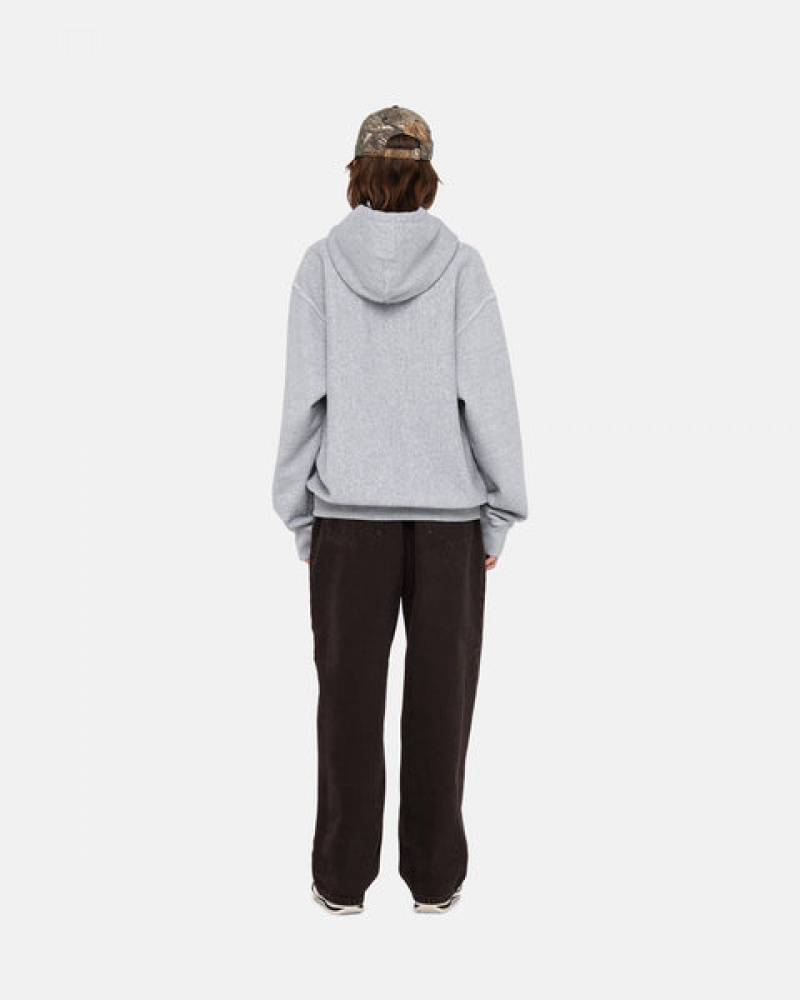 Grey Stussy Contrast Stitch Label Hoodie Women Hoodie | BXA-6698