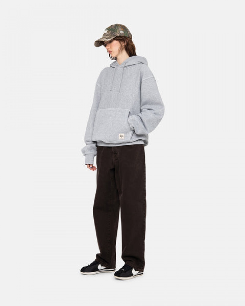 Grey Stussy Contrast Stitch Label Hoodie Women Hoodie | BXA-6698