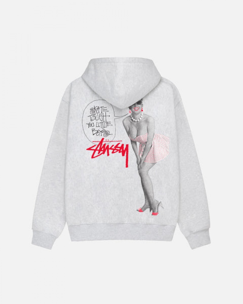 Grey Stussy Skate Tough Zip Hoodie Men Hoodie | LUN-3778