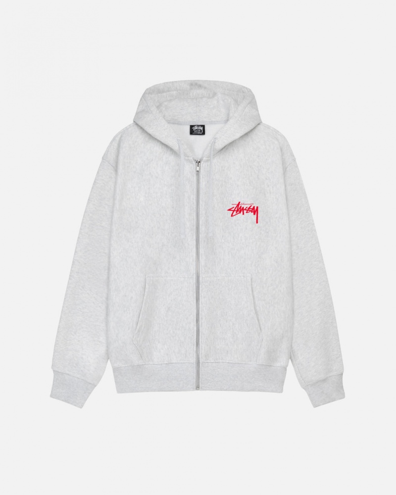 Grey Stussy Skate Tough Zip Hoodie Men Hoodie | LUN-3778