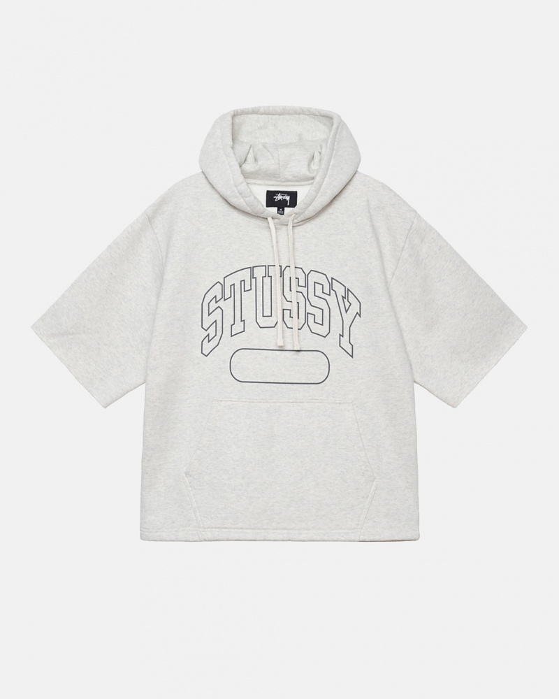 Grey Stussy Ss Boxy Cropped Hoodie Men Hoodie | IRI-4630