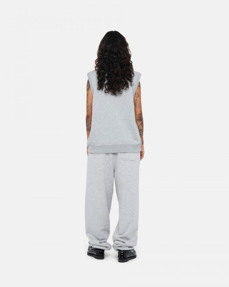 Grey Stussy Stock Fleece Vest Women Sweatshirts | RML-8476