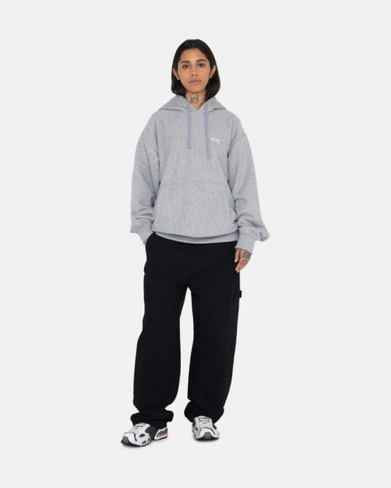 Grey Stussy Stock Logo Hoodie Women Hoodie | RNC-9419