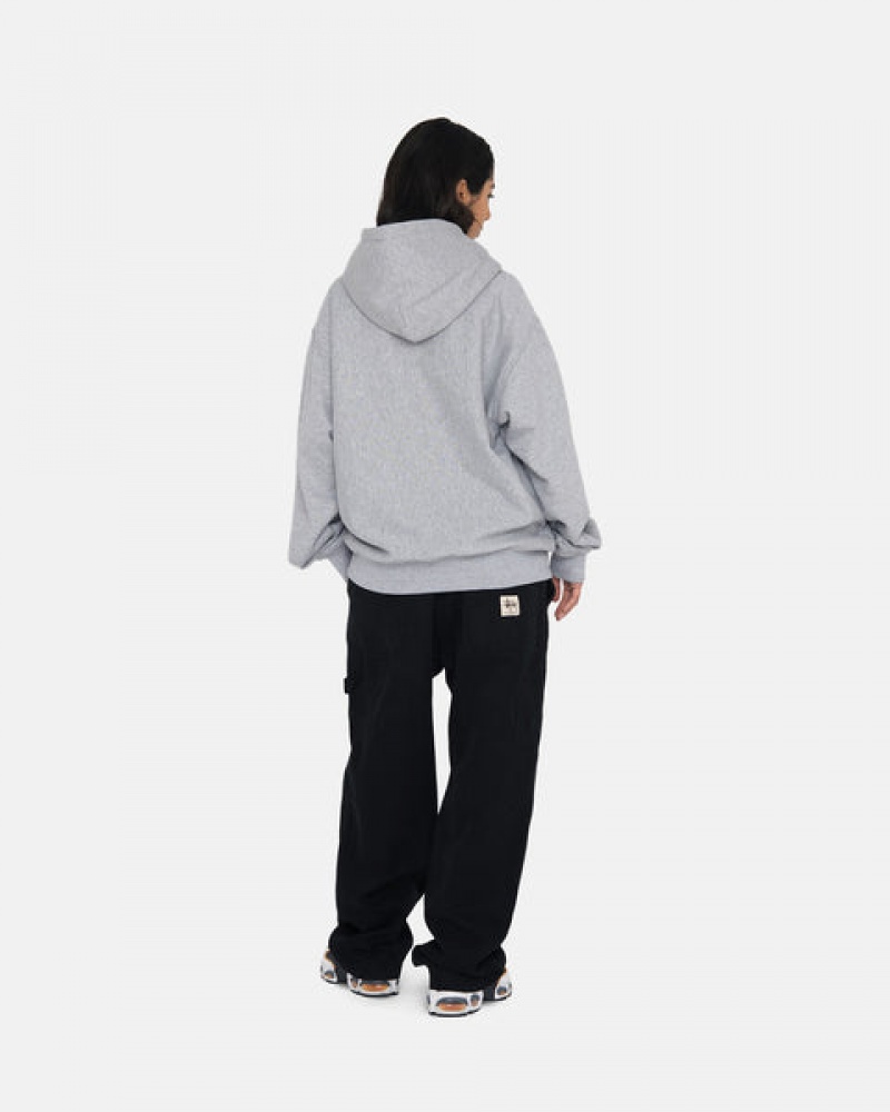 Grey Stussy Stock Logo Hoodie Women Hoodie | RNC-9419