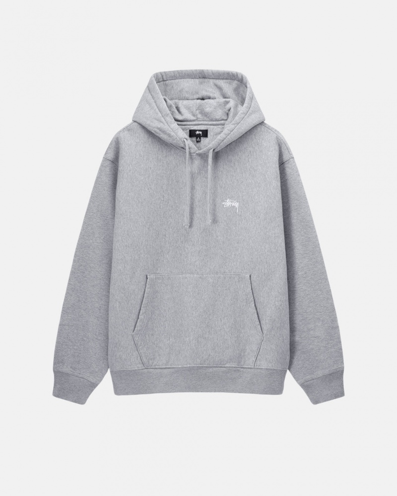 Grey Stussy Stock Logo Hoodie Women Hoodie | RNC-9419