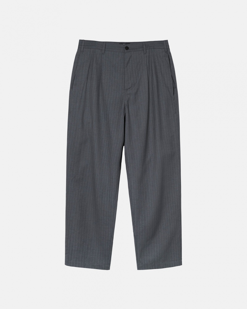 Grey Stussy Stripe Volume Pleated Trouser Women Pants | GOF-5272