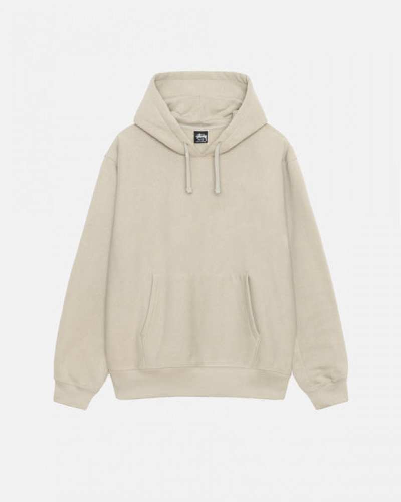 Khaki Stussy Back Hood Applique Hood Men Sweatshirts | TXZ-5984