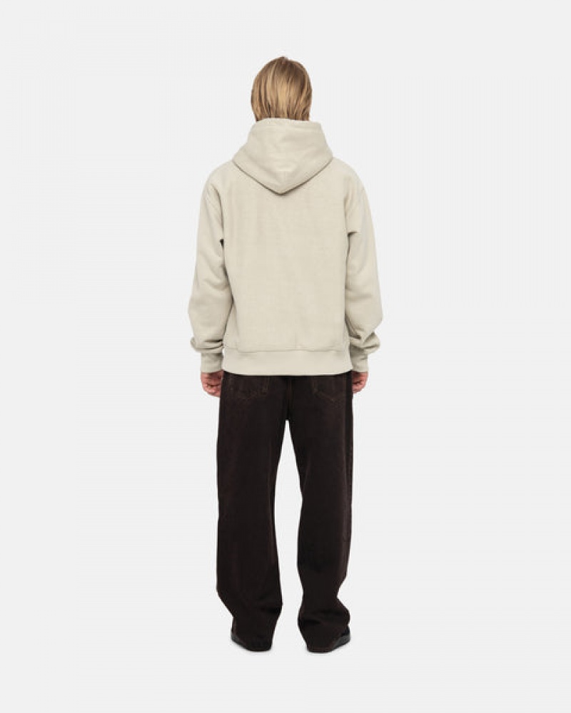 Khaki Stussy Basic Applique Hood Women Sweatshirts | KNM-4992