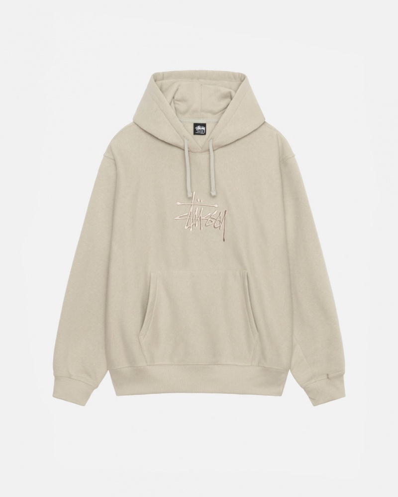 Khaki Stussy Basic Applique Hood Women Sweatshirts | KNM-4992