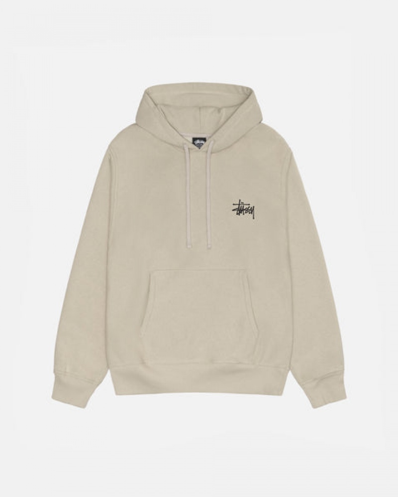 Khaki Stussy Basic Stussy Hood Men Sweatshirts | NHT-8913