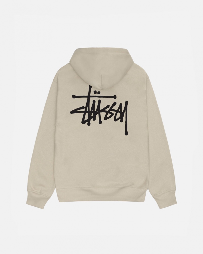 Khaki Stussy Basic Stussy Hood Men Sweatshirts | NHT-8913