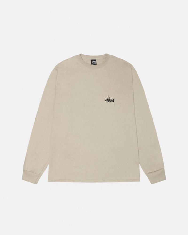 Khaki Stussy Basic Stussy Ls Tee Women T Shirt | QZT-4978