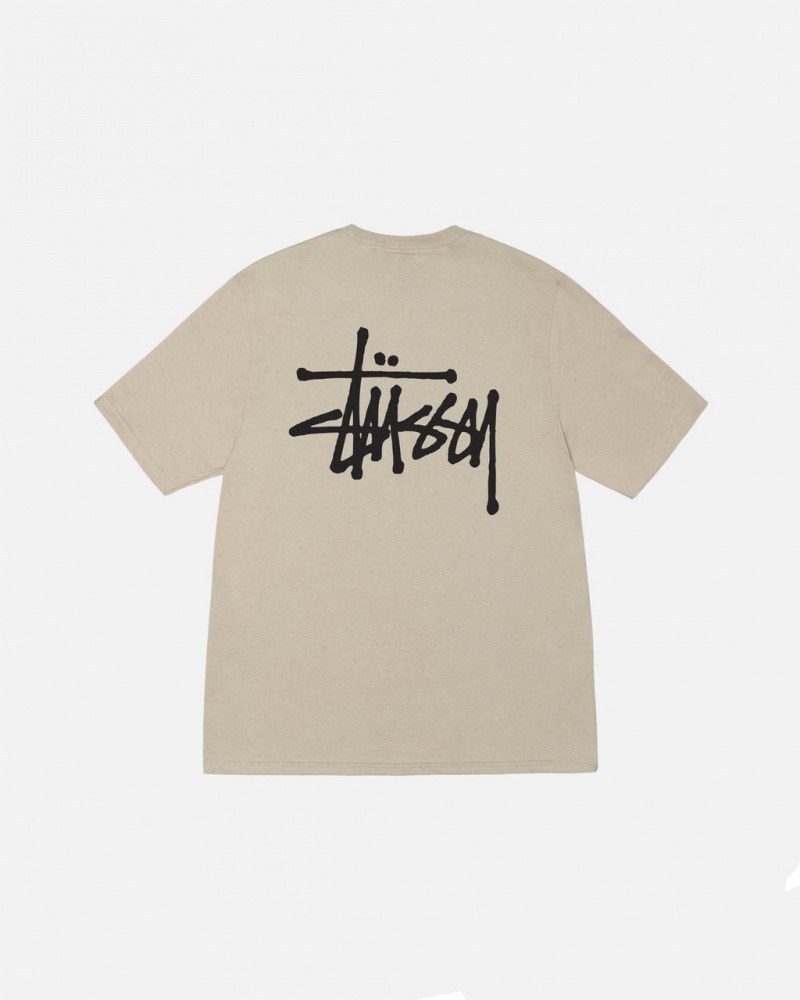 Khaki Stussy Basic Stussy Tee Men T Shirt | XQO-2402