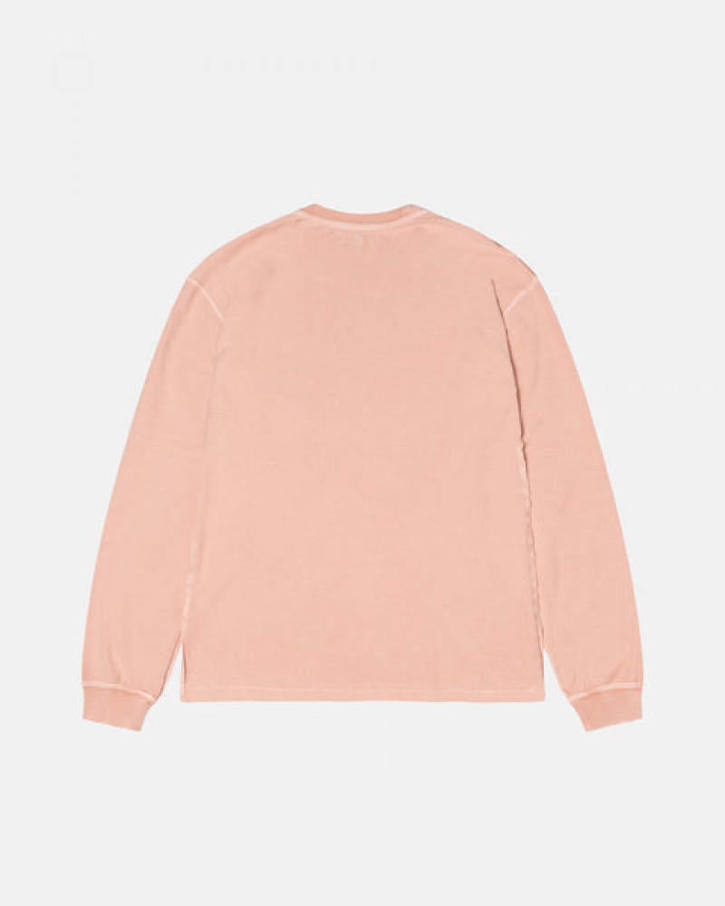 Light Pink Stussy Lazy Ls Tee Men T Shirt | ANX-3641