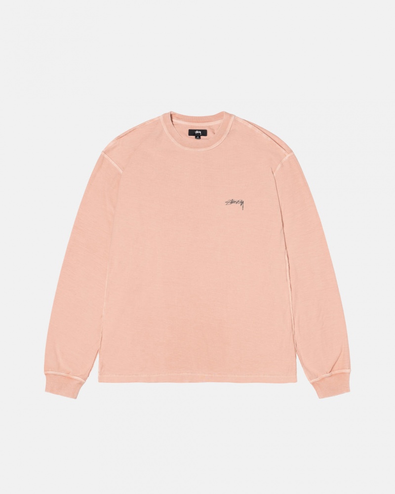 Light Pink Stussy Lazy Ls Tee Men T Shirt | ANX-3641