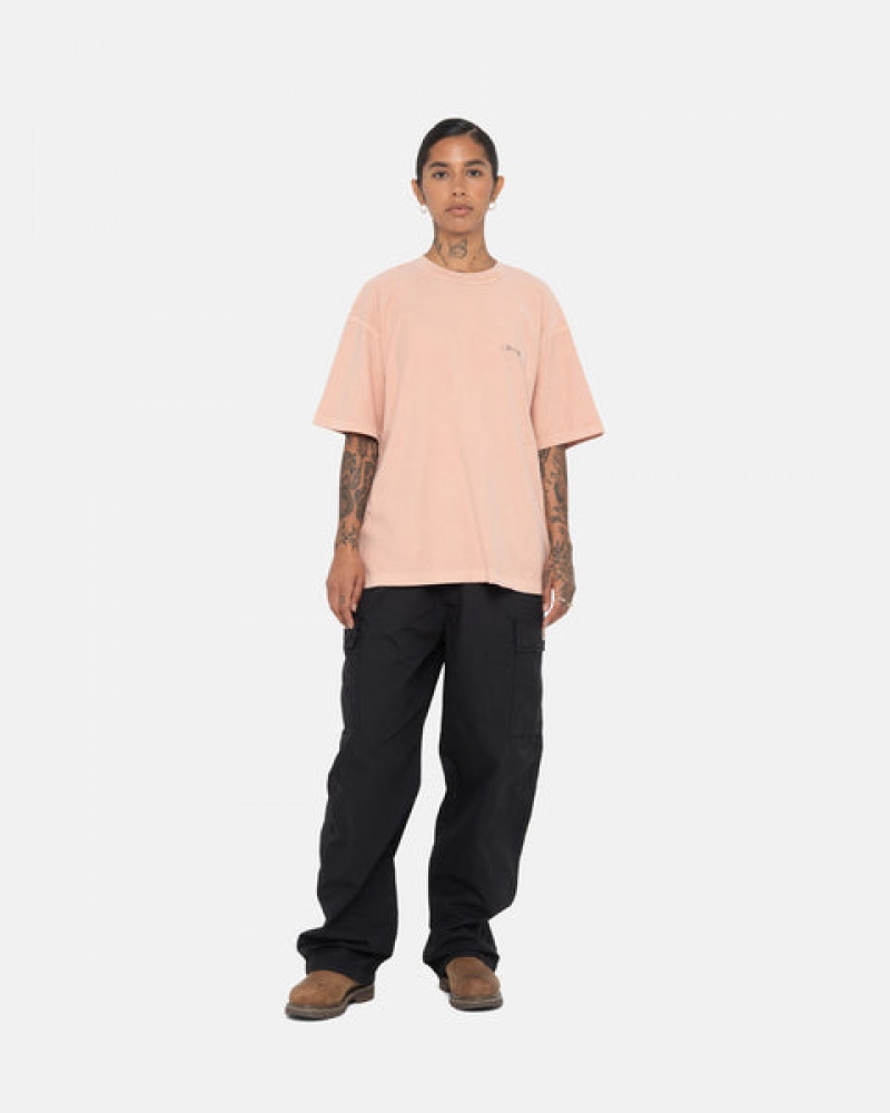 Light Pink Stussy Pig. Dyed Inside Out Crew Women T Shirt | OMK-9945