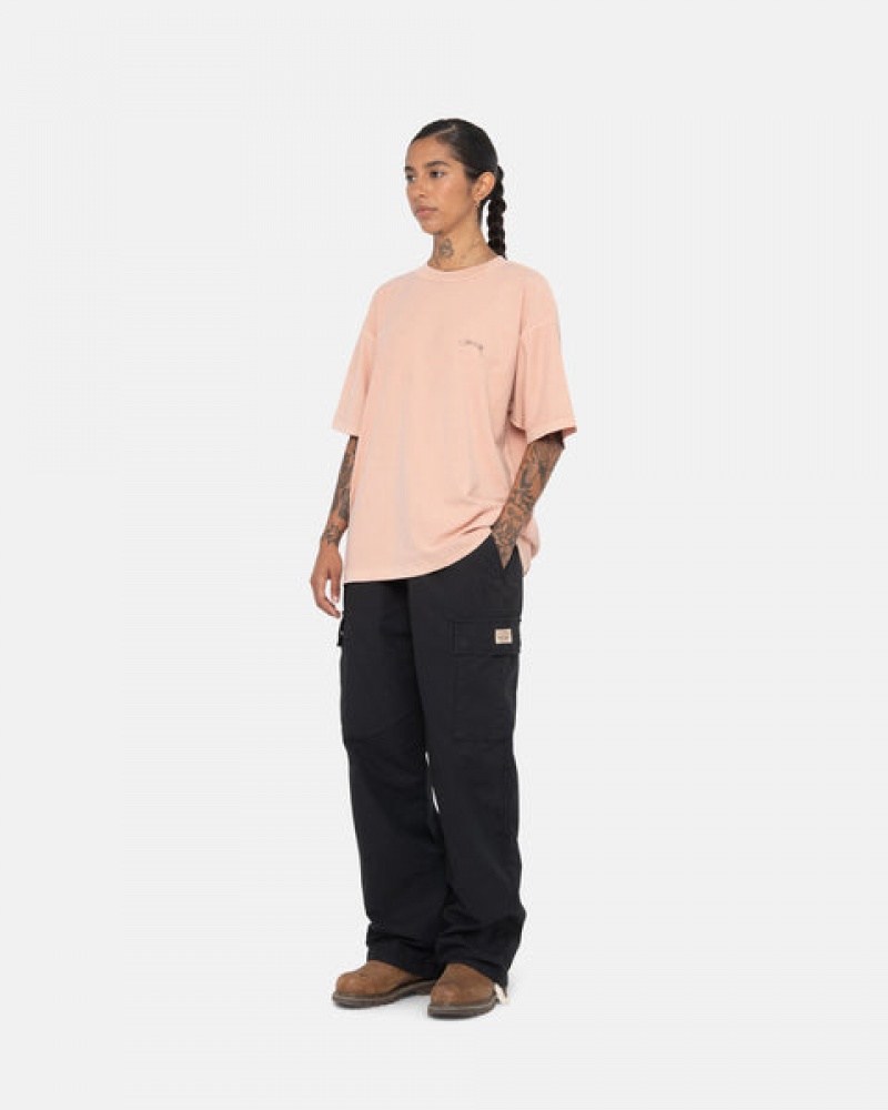 Light Pink Stussy Pig. Dyed Inside Out Crew Women T Shirt | OMK-9945