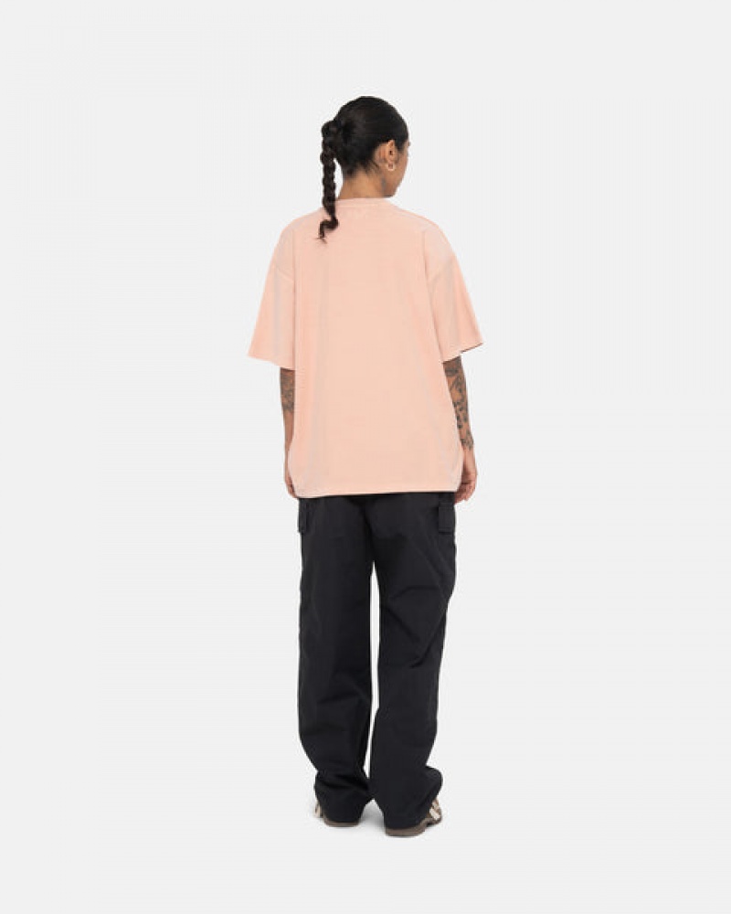 Light Pink Stussy Pig. Dyed Inside Out Crew Women T Shirt | OMK-9945