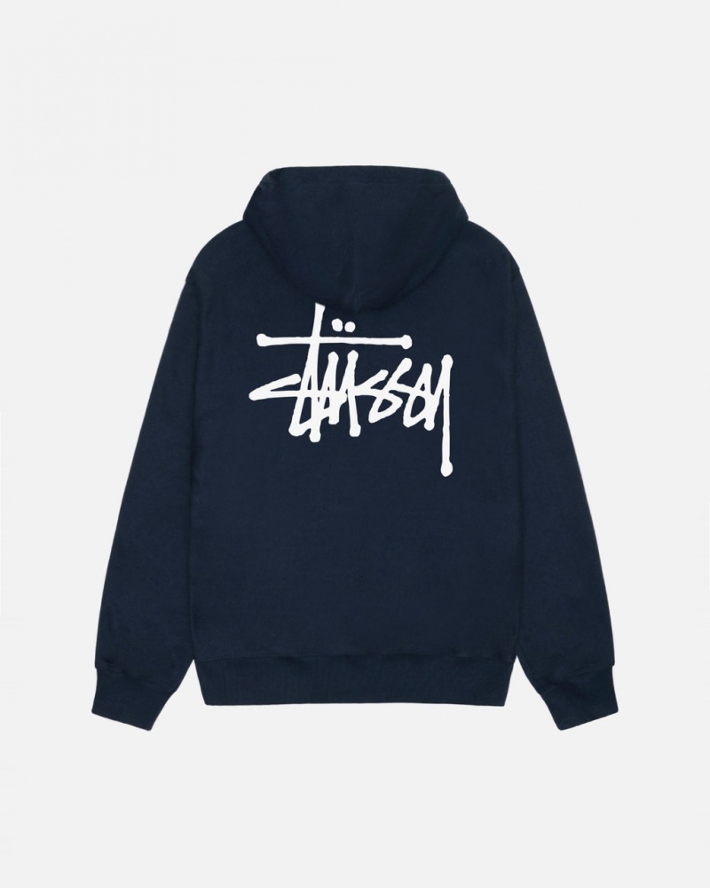 Navy Stussy Basic Stussy Hoodie Men Hoodie | GWQ-7455