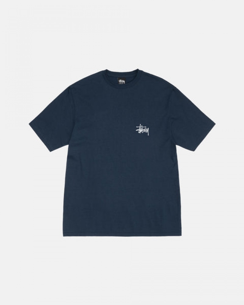 Navy Stussy Basic Stussy Tee Men T Shirt | XPE-0925