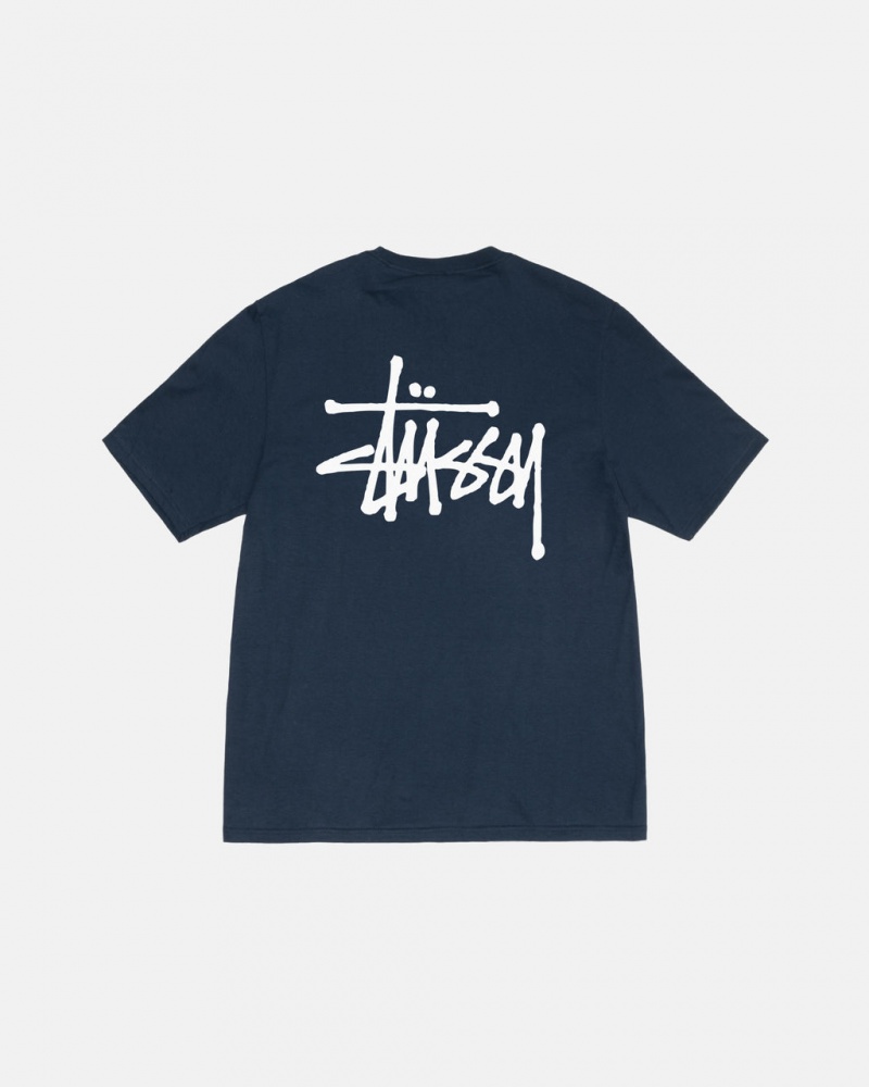 Navy Stussy Basic Stussy Tee Men T Shirt | XPE-0925