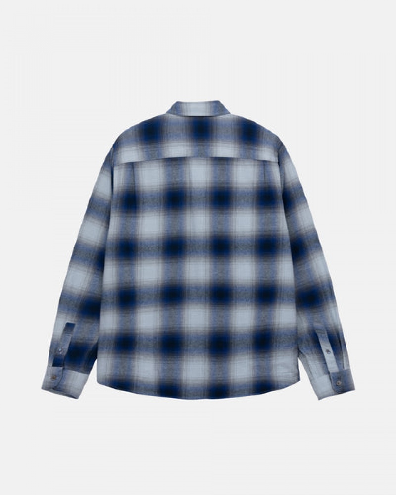 Navy Stussy Bay Plaid Shirt Men Shirt Jackets | ACC-4036