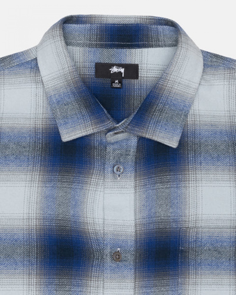 Navy Stussy Bay Plaid Shirt Men Shirt Jackets | ACC-4036