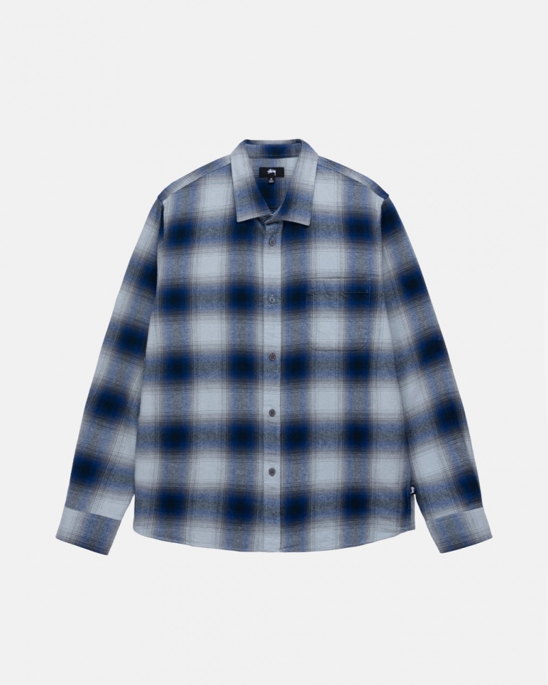 Navy Stussy Bay Plaid Shirt Men Shirt Jackets | ACC-4036