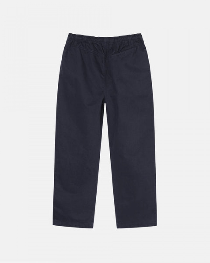 Navy Stussy Beach Pant Brushed Cotton Men Pants | OCA-6673