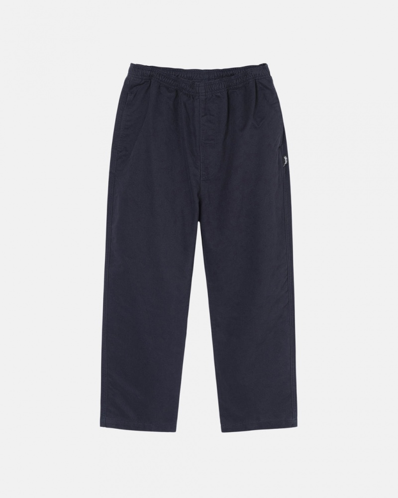 Navy Stussy Beach Pant Brushed Cotton Men Pants | OCA-6673