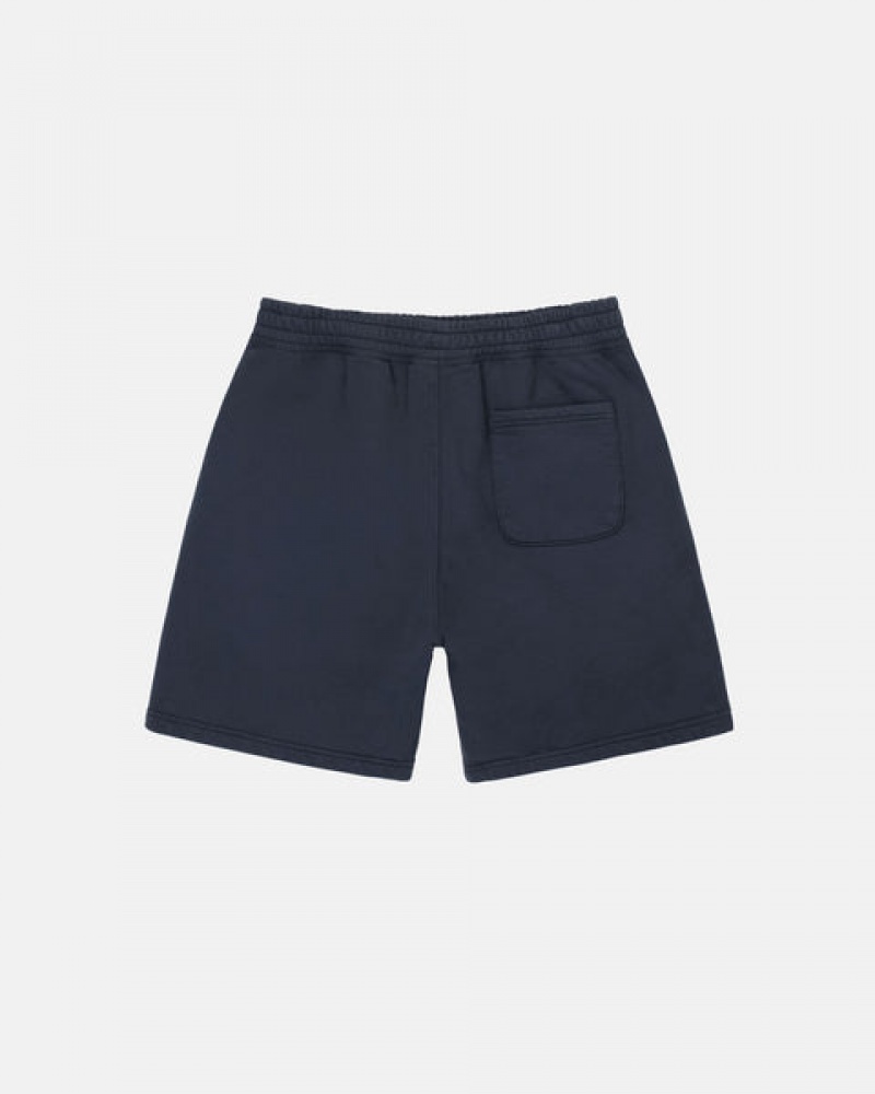 Navy Stussy Overdyed Stock Logo Sweat Short Men Shorts | XNY-2848