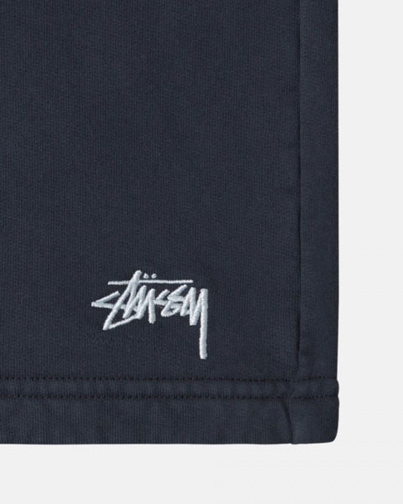 Navy Stussy Overdyed Stock Logo Sweat Short Men Shorts | XNY-2848