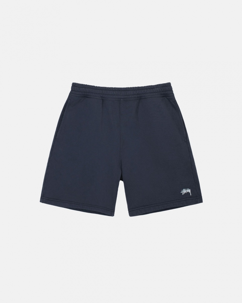 Navy Stussy Overdyed Stock Logo Sweat Short Men Shorts | XNY-2848