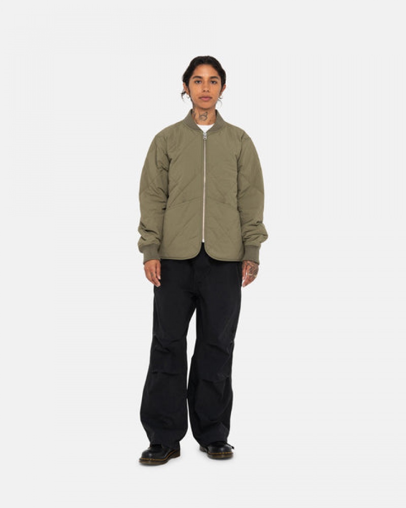 Olive Stussy 8 Ball Quilted Liner Jacket Women Jackets | ZTC-2683