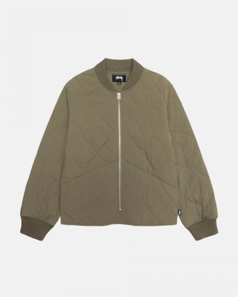 Olive Stussy 8 Ball Quilted Liner Jacket Women Jackets | ZTC-2683