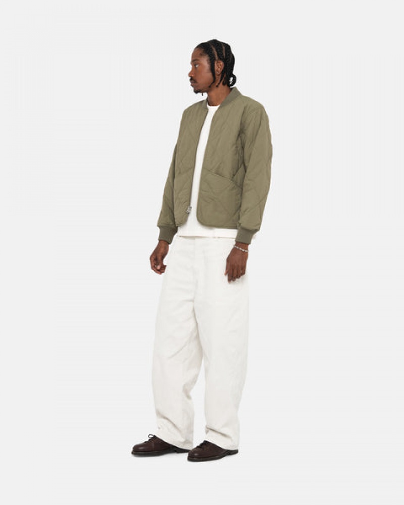 Olive Stussy 8 Ball Quilted Liner Jacket Men Jackets | WXQ-3928