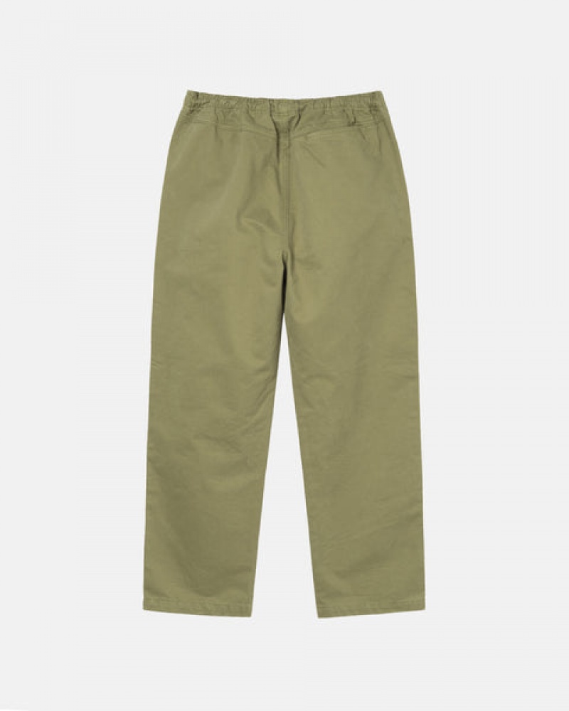 Olive Stussy Beach Pant Brushed Cotton Men Pants | IJN-9958