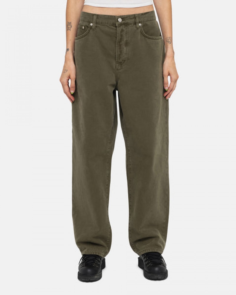 Olive Stussy Big Ol' Jean Washed Canvas Men Denim | ZGM-5415