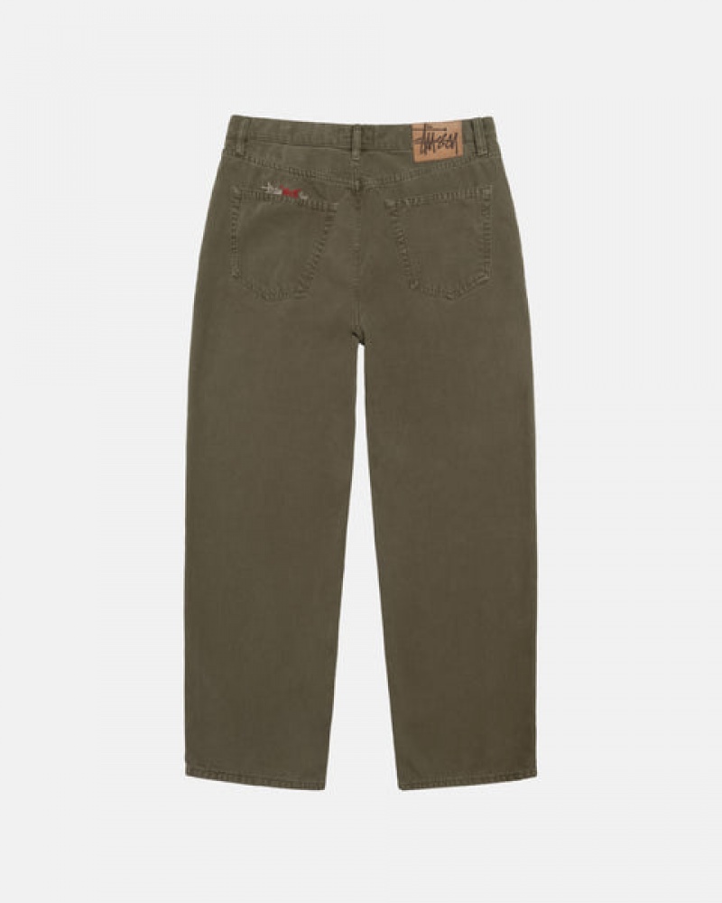 Olive Stussy Big Ol' Jean Washed Canvas Men Denim | ZGM-5415