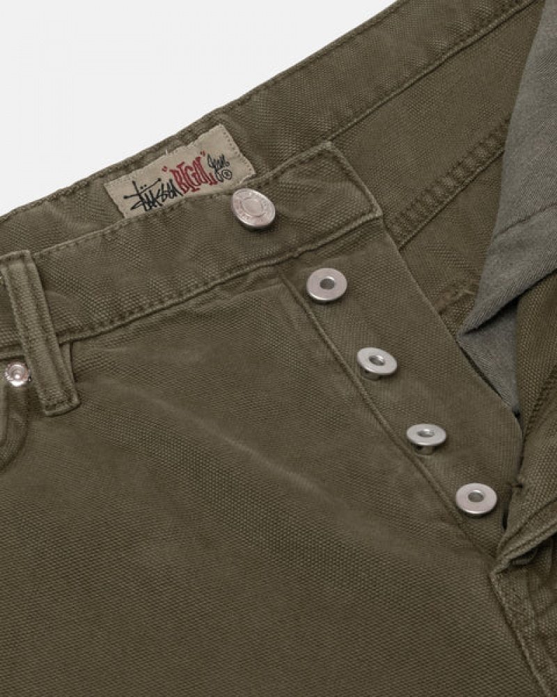 Olive Stussy Big Ol' Jean Washed Canvas Men Denim | ZGM-5415