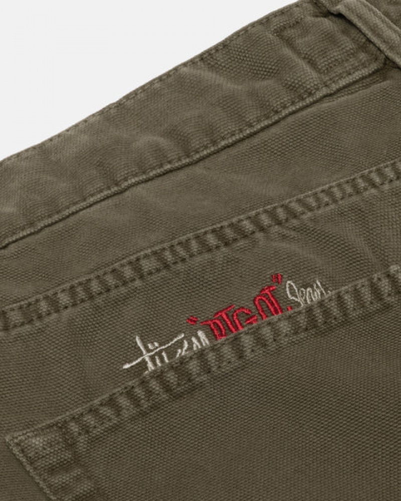 Olive Stussy Big Ol' Jean Washed Canvas Men Denim | ZGM-5415